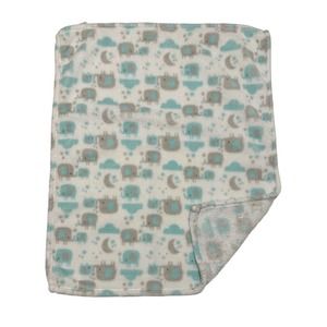 Chick Pea Green Gray Elephant Cloud Star Fleece Soft Baby Lovey Security Blanket